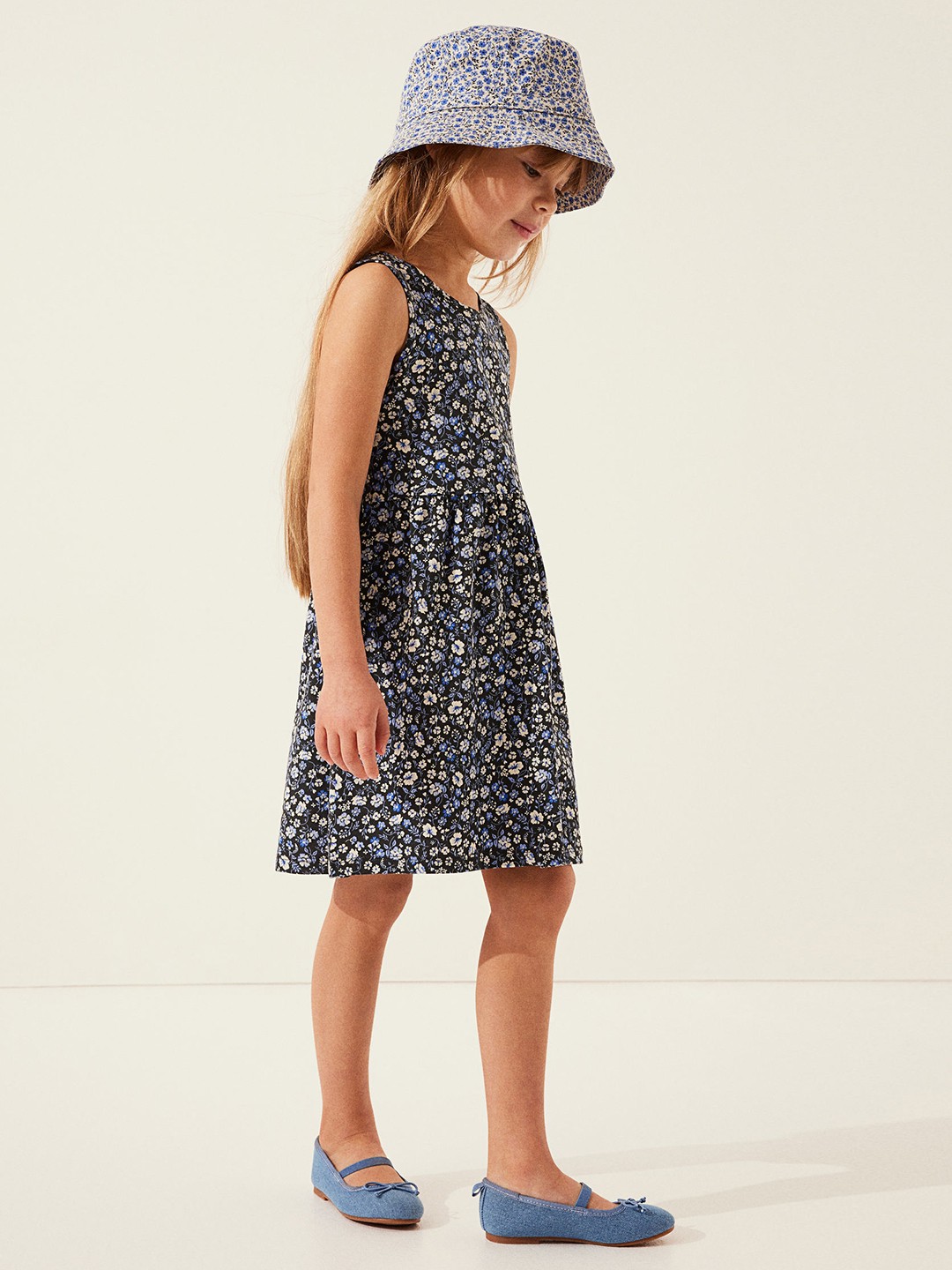 

H&M Girls Patterned Cotton Dress, Blue