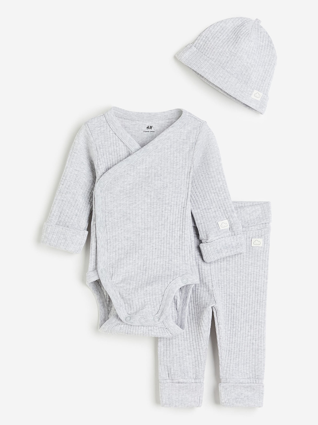 

H&M Pure Cotton Adjustable-Fit Set, Grey