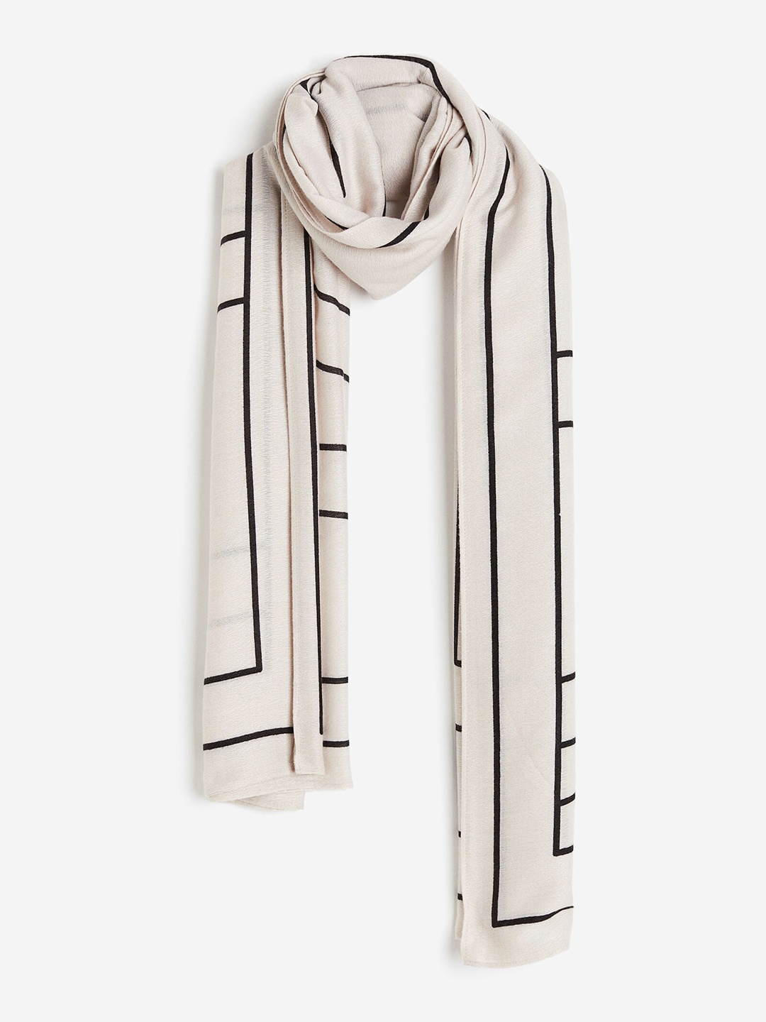 

H&M Patterned Scarf, Beige