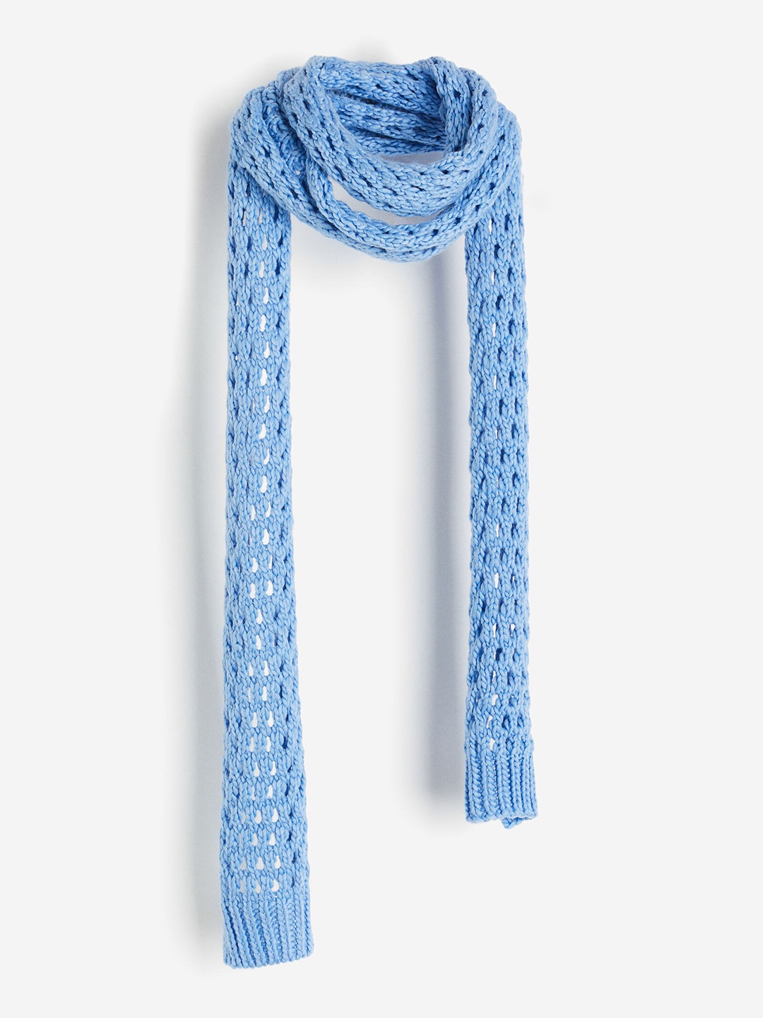 

H&M Skinny Hole-Knit Scarf, Blue