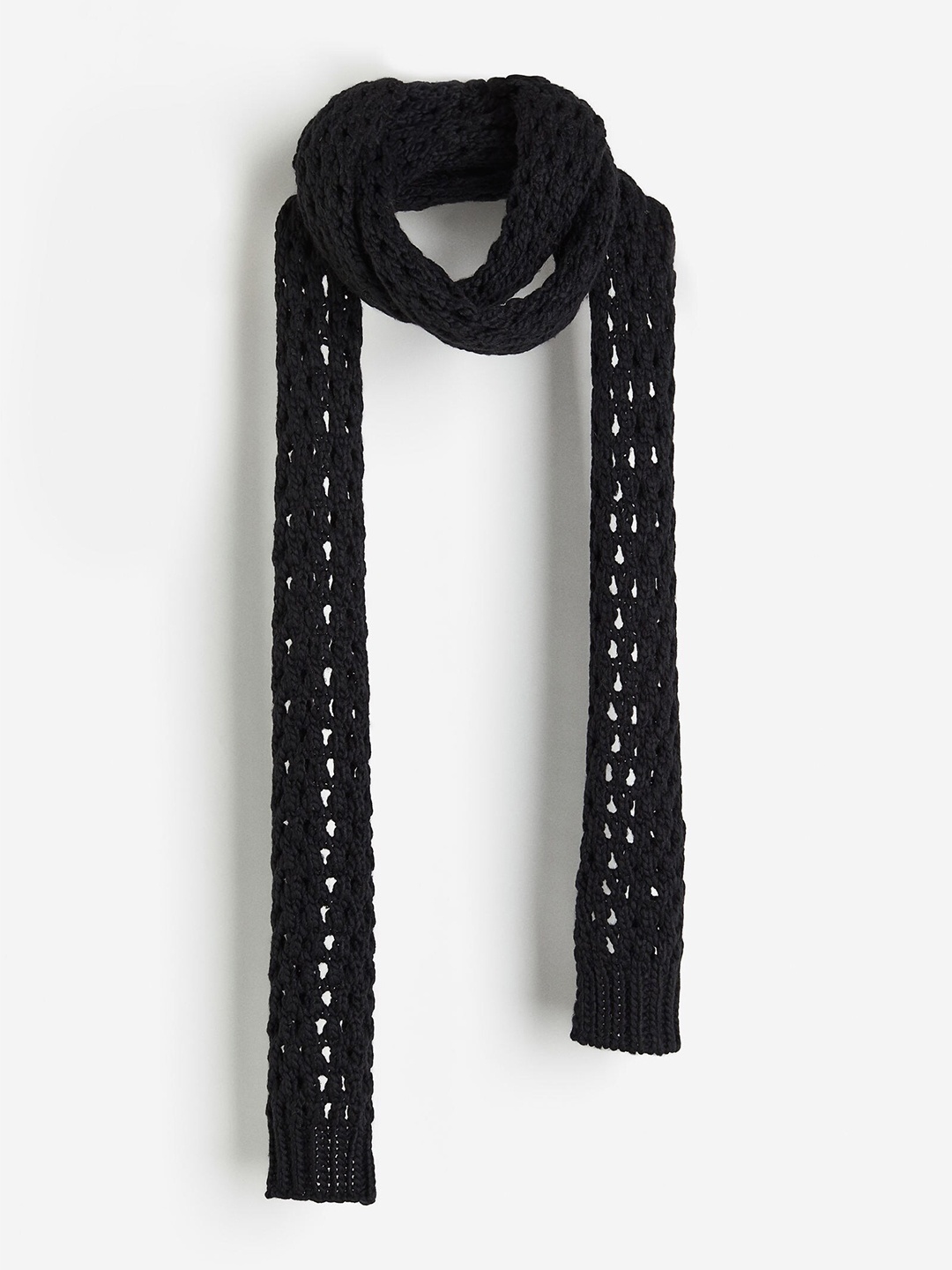 

H&M Skinny Hole Knit Scarf, Black