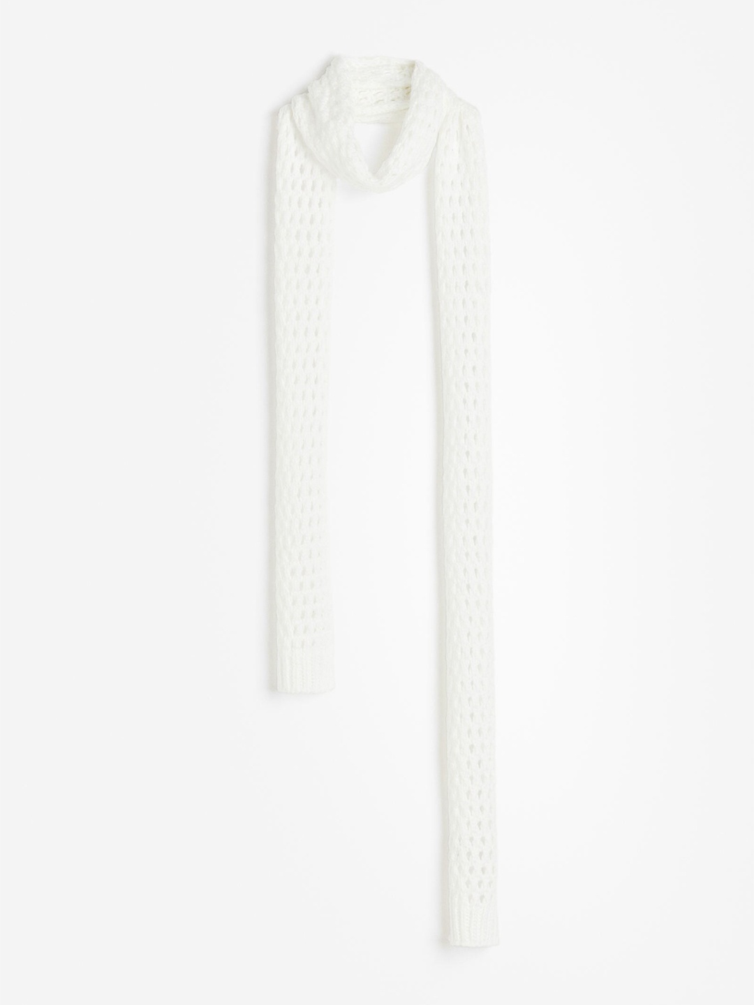 

H&M Skinny Hole Knit Scarf, White