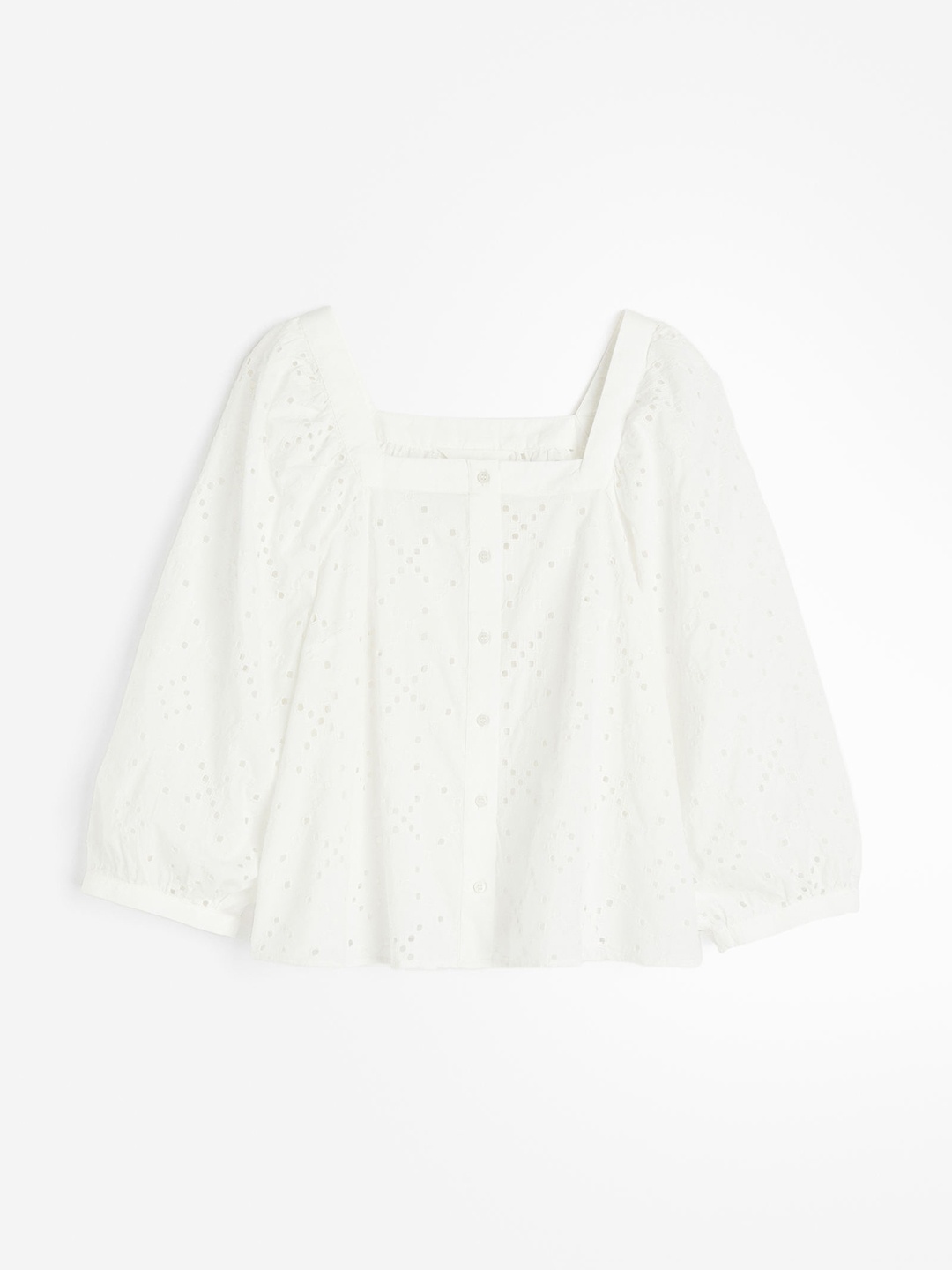 

H&M Square-Neck Cotton Blouse, White