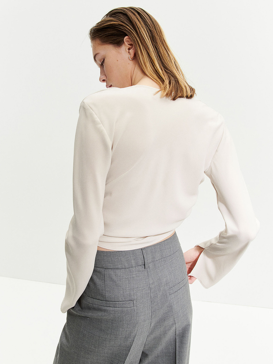 

H&M Cowl Neck Crop Top, Beige