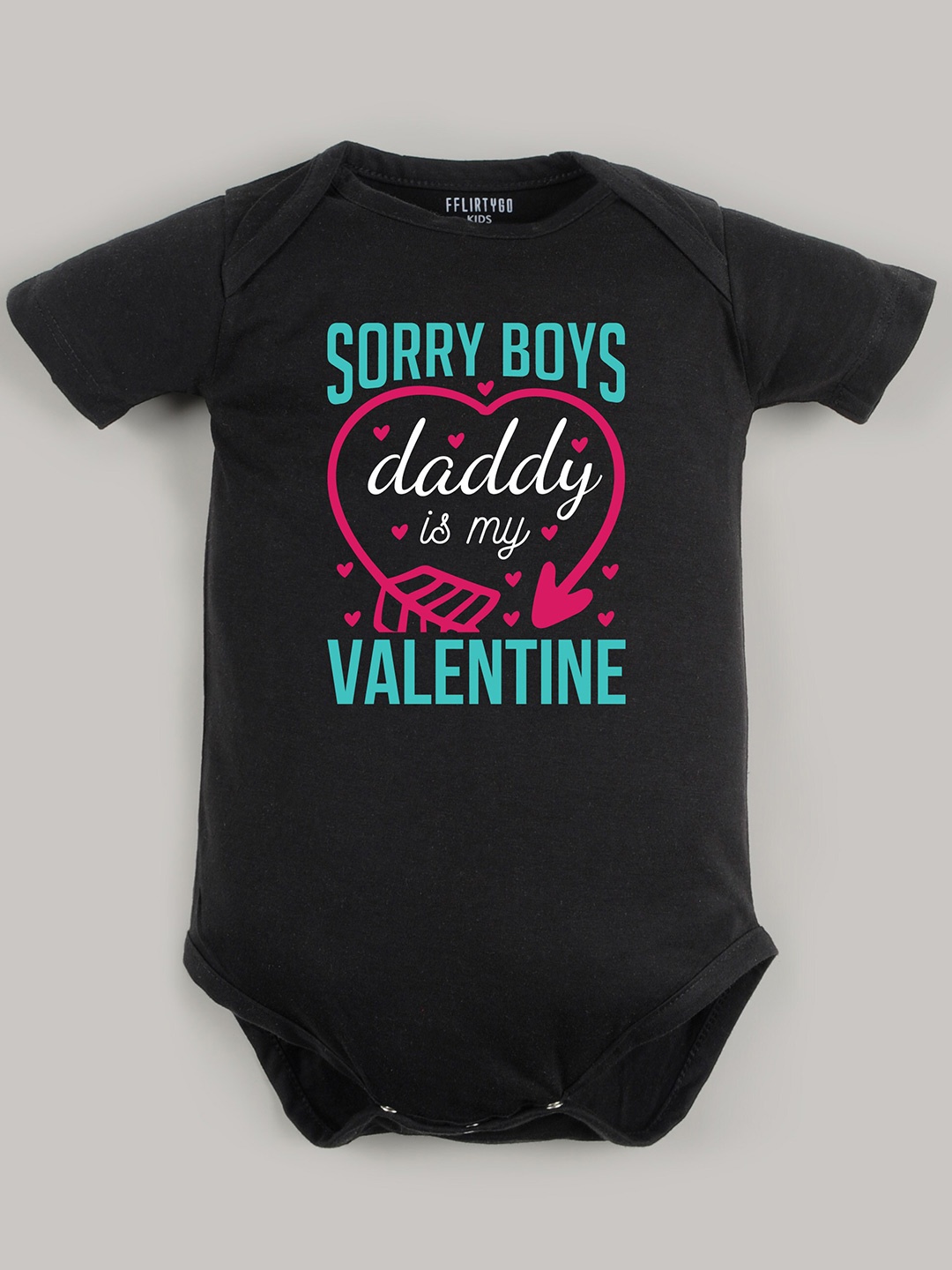 

FFLIRTYGO Infant Valentine's Day Printed Pure Cotton Romper, Black