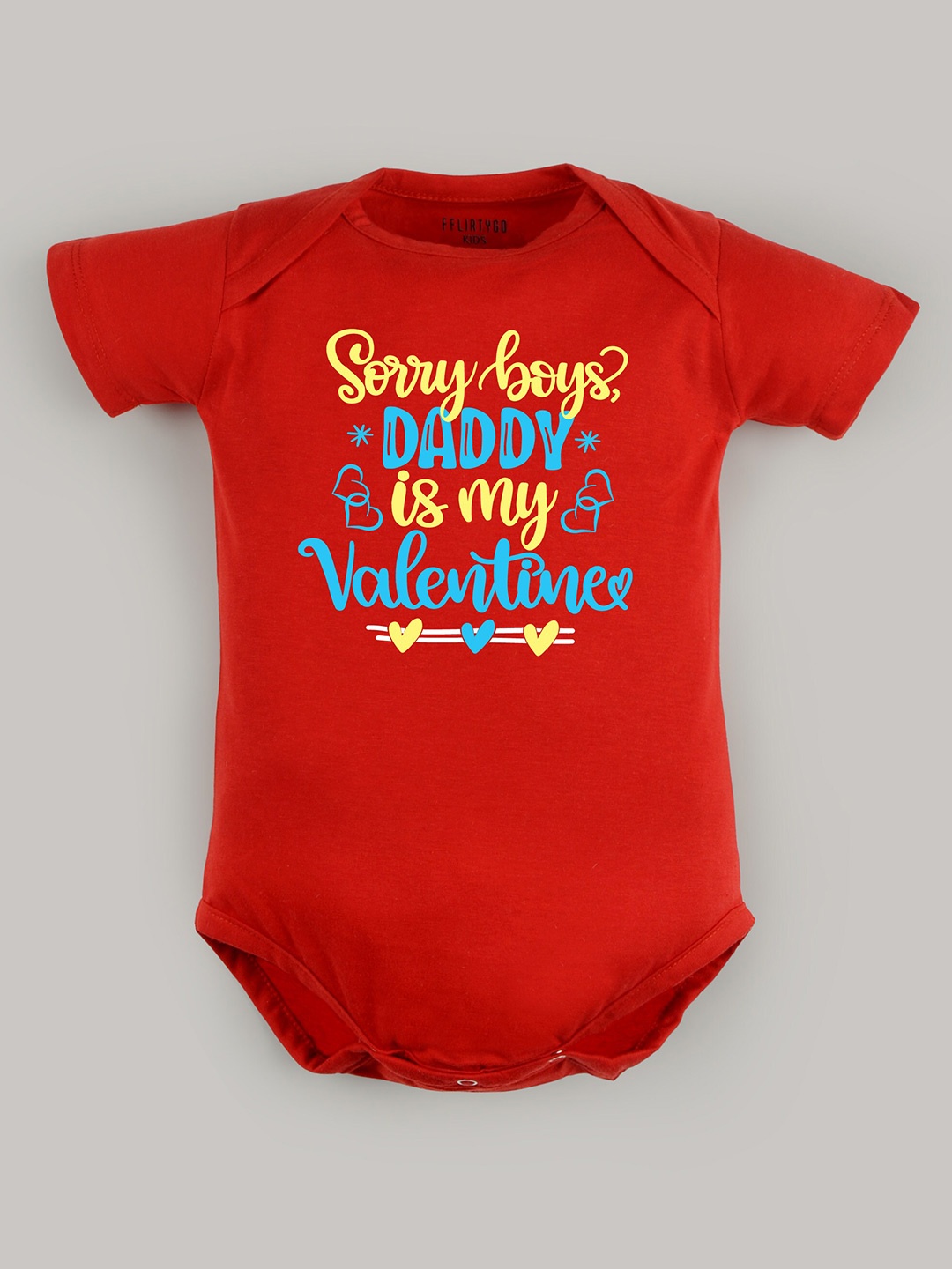 

FFLIRTYGO Infants Printed Pure Cotton Envelop Neck Bodysuit, Red