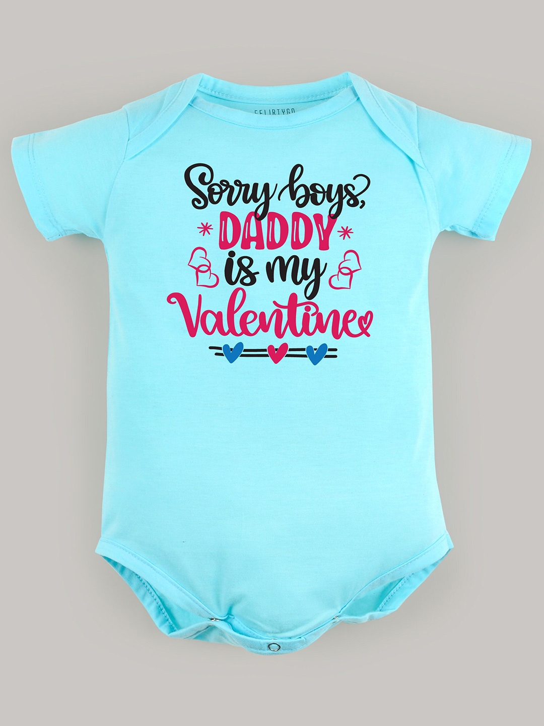 

FFLIRTYGO Infants Typography Printed Pure Cotton Bodysuit, Turquoise blue