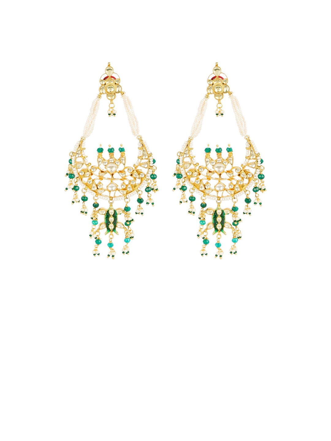 

AURAA TRENDS Gold Plated Kundan-Studded Classic Chandbalis