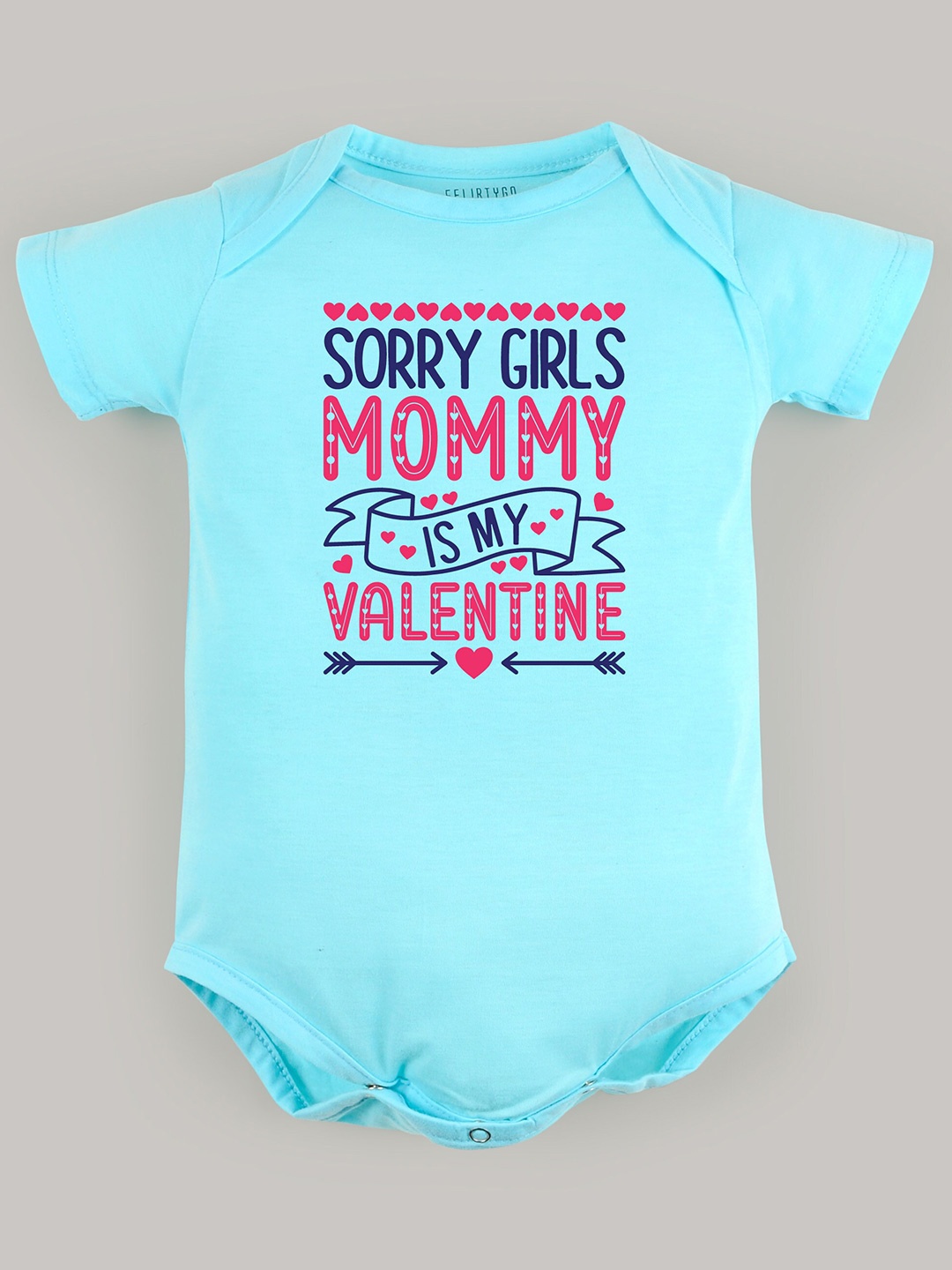 

FFLIRTYGO Infant Boys Typography Printed Cotton Bodysuit, Turquoise blue