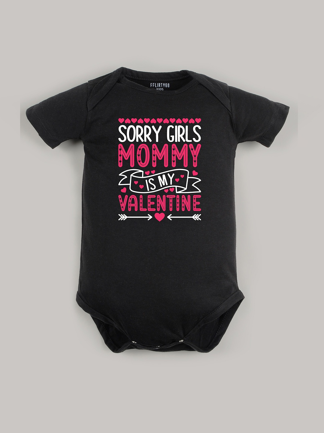 

FFLIRTYGO Infant Boys Printed Pure Cotton Valentine's Day Special Bodysuit, Black