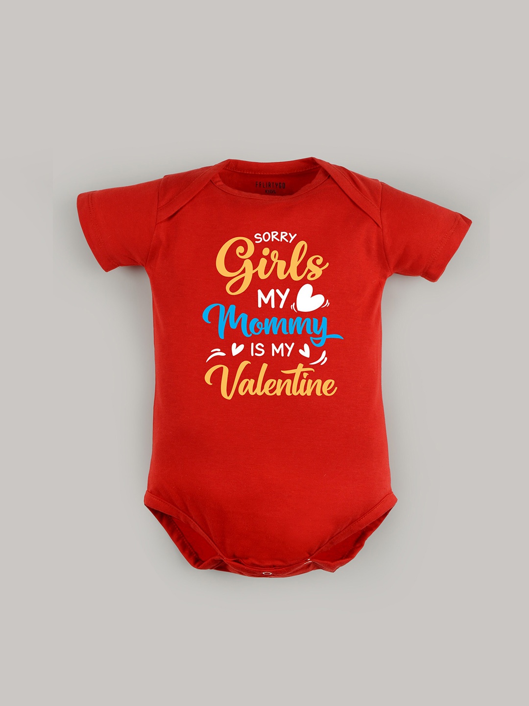 

FFLIRTYGO Infants Printed Pure Cotton Envelop Neck Bodysuit, Red