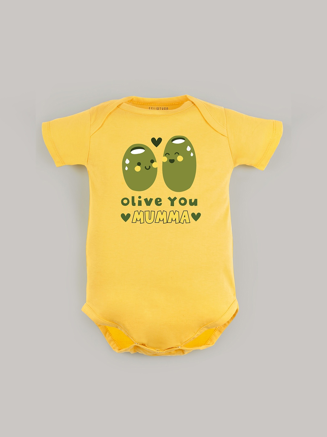 

FFLIRTYGO Infants Typography Printed Pure Cotton Bodysuit, Yellow