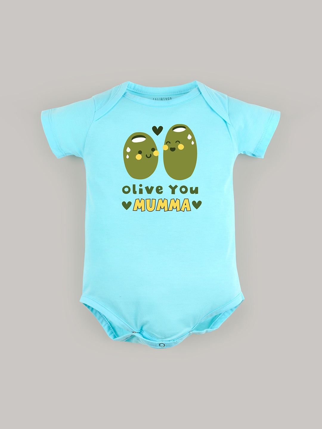 

FFLIRTYGO Infants Printed Pure Cotton Envelop Neck Bodysuit, Turquoise blue