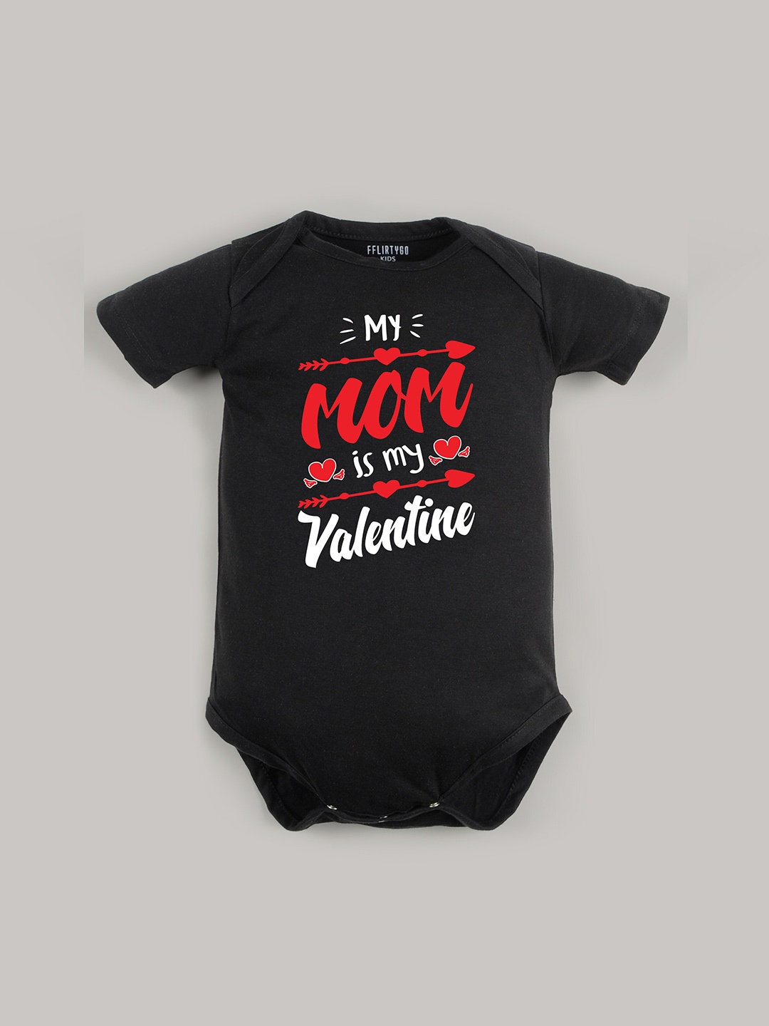

FFLIRTYGO Infants Printed Pure Cotton Envelop Neck Bodysuit, Black