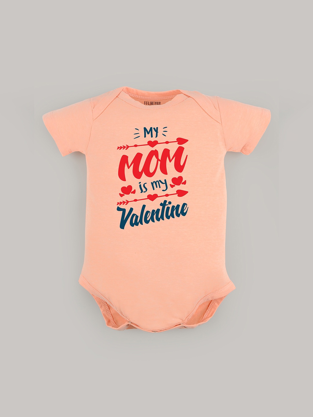 

FFLIRTYGO Infants Printed Pure Cotton Valentine's Day Special Bodysuit, Peach