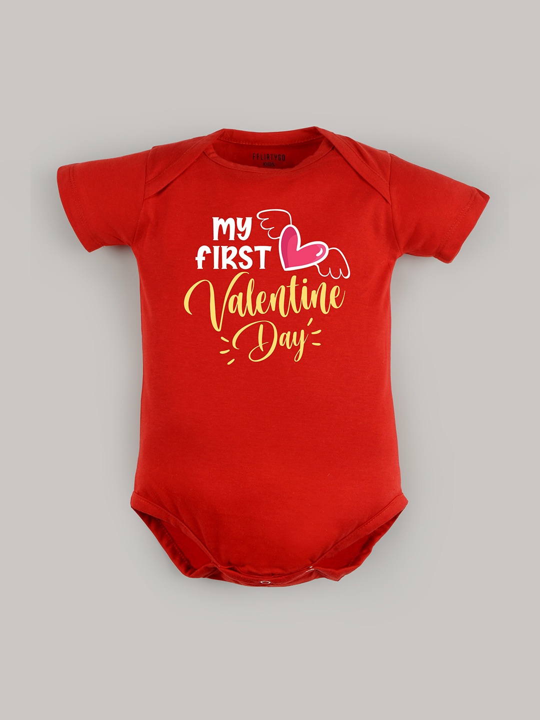

FFLIRTYGO Infants Printed Pure Cotton Valentine's Day Special Bodysuit, Red