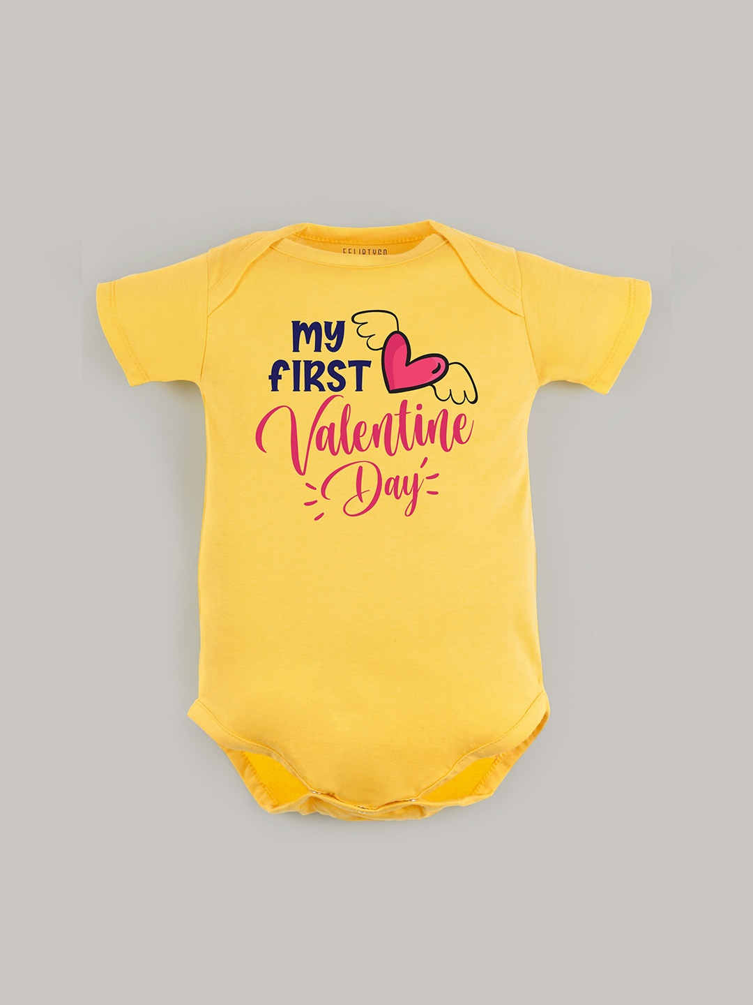 

FFLIRTYGO Infants Printed Pure Cotton Envelop Neck Bodysuit, Yellow