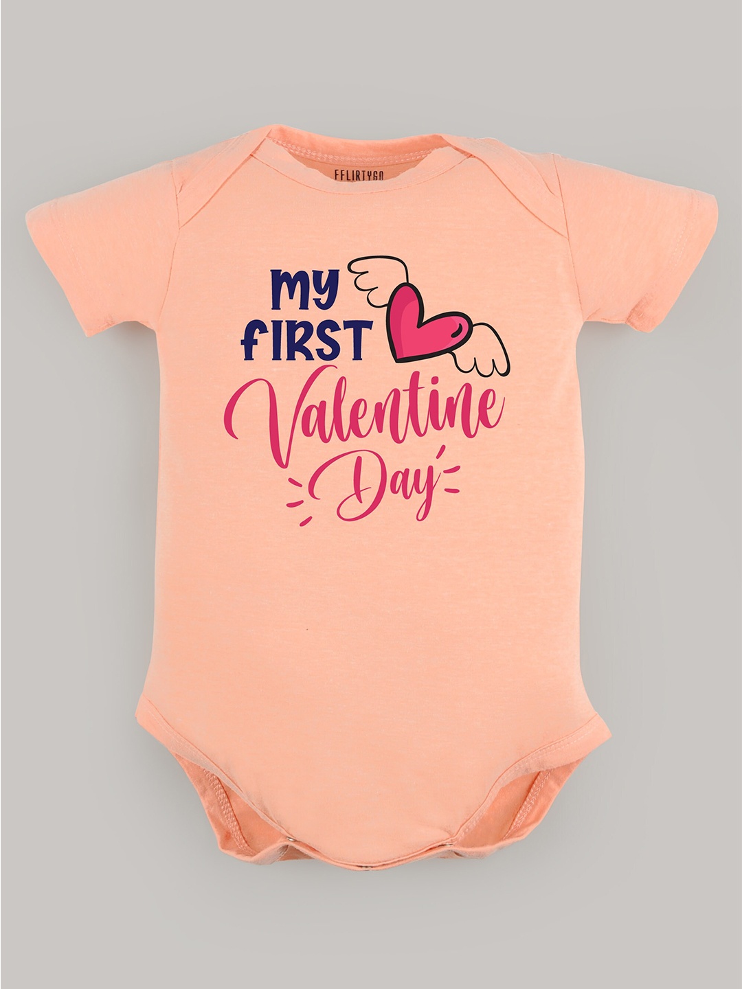 

FFLIRTYGO Infants Printed Pure Cotton Bodysuit, Peach