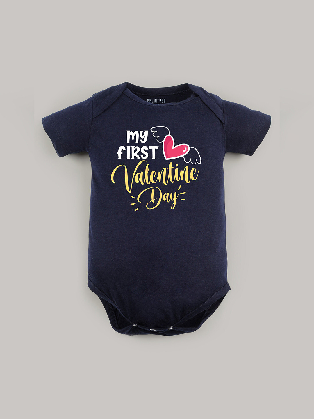 

FFLIRTYGO Infants Kids Typography Printed Pure Cotton Bodysuit, Navy blue