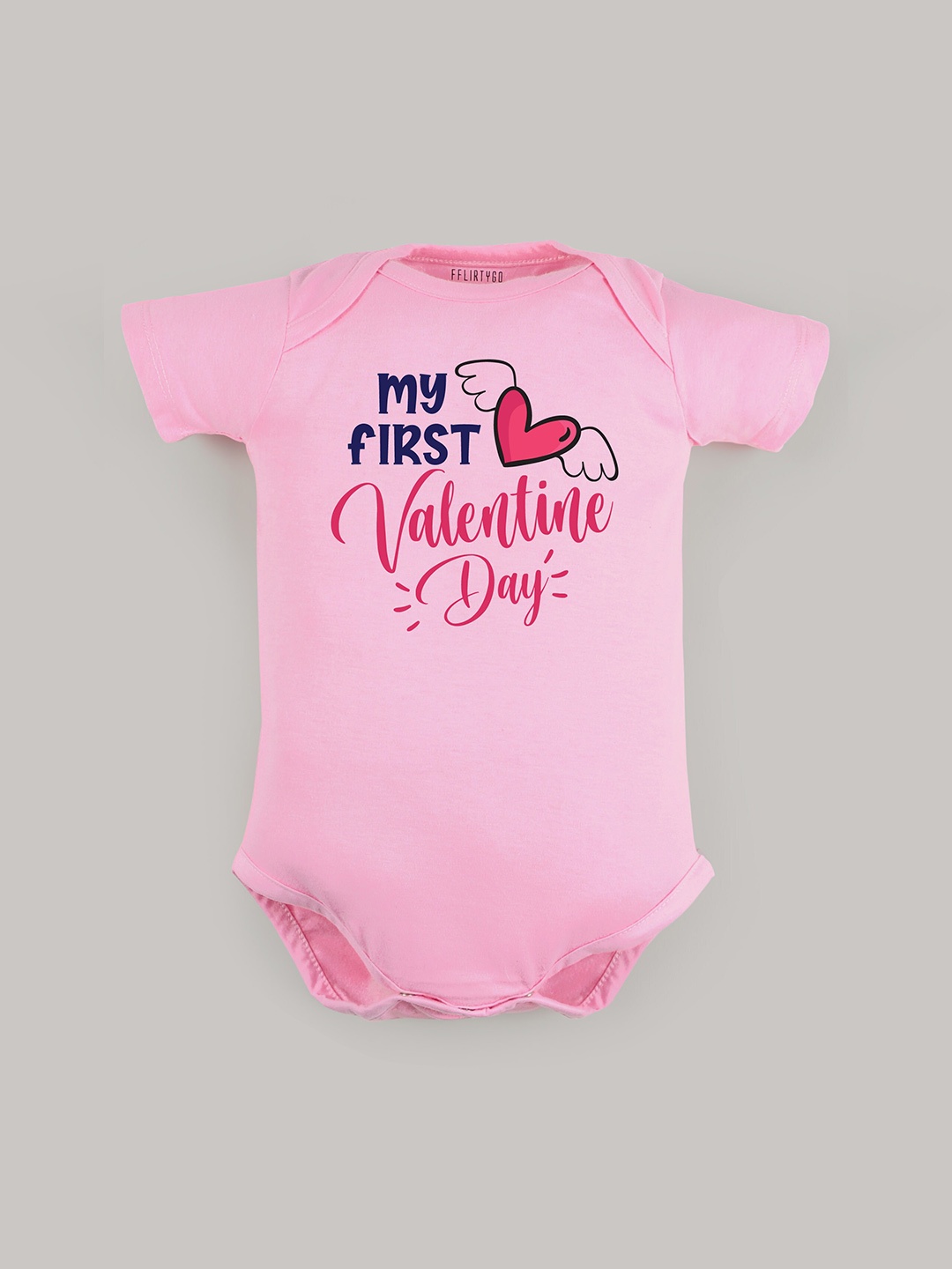 

FFLIRTYGO Infants Printed Pure Cotton Envelop Neck Bodysuit, Pink