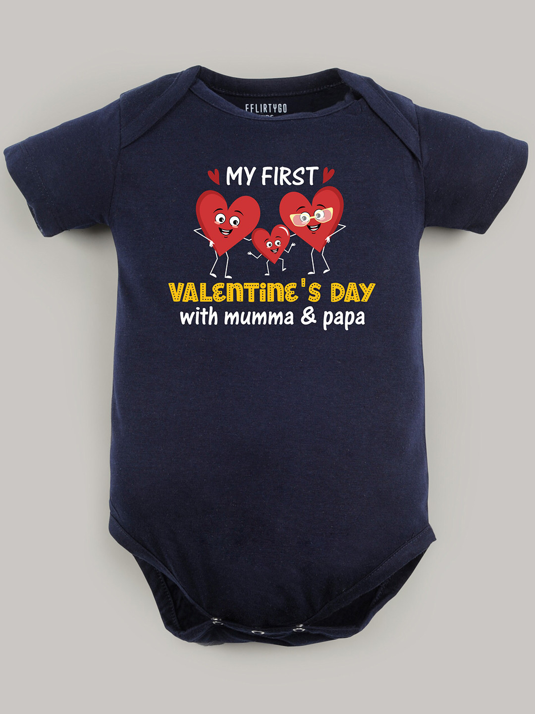 

FFLIRTYGO Infants Printed Pure Cotton Envelop Neck Bodysuit, Navy blue