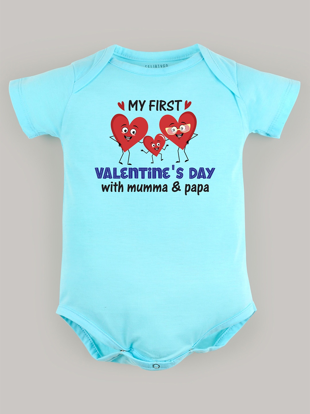 

FFLIRTYGO Infants Typography Printed Pure Cotton Bodysuit, Turquoise blue