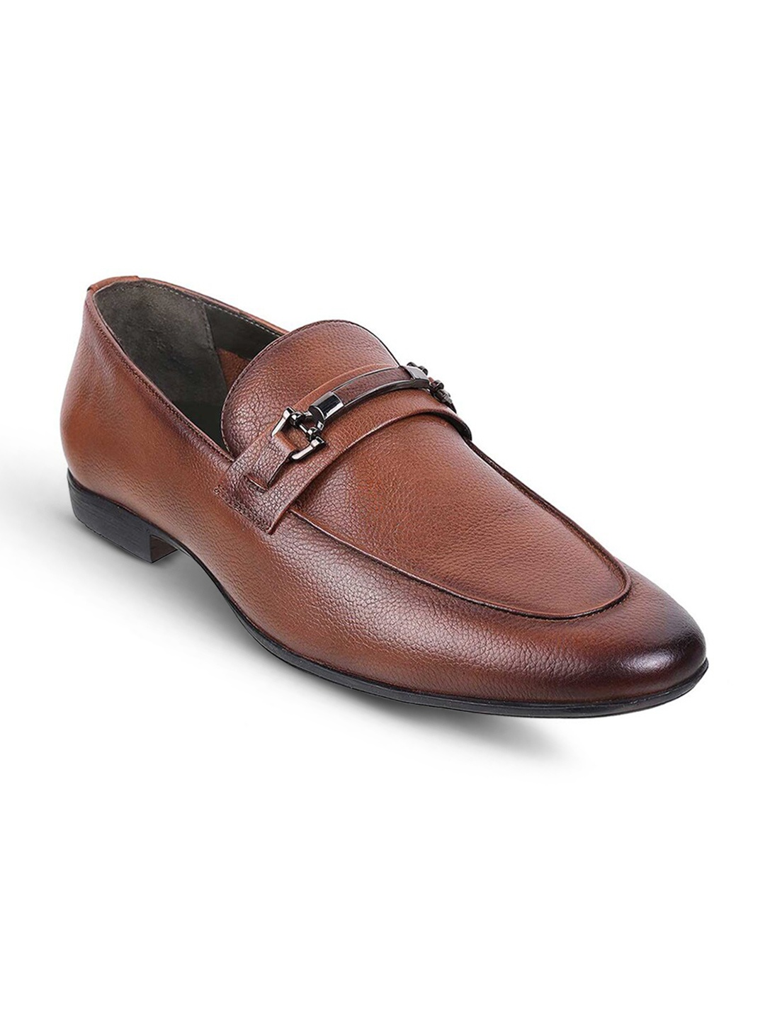 

Metro Men Textured Round Toe Leather Formal Loafers, Tan