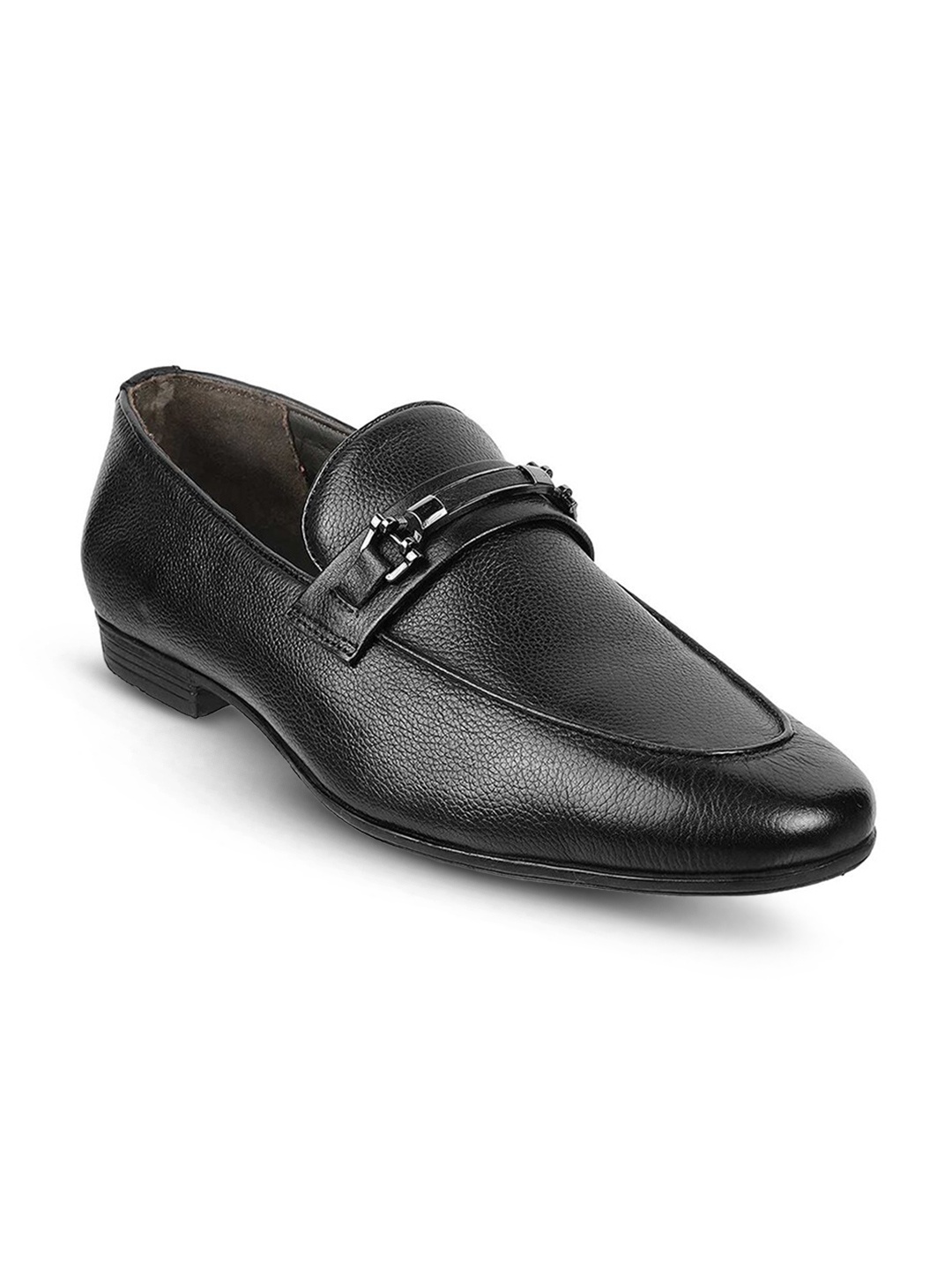 

Metro Men Textured Round Toe Leather Formal Loafers, Black