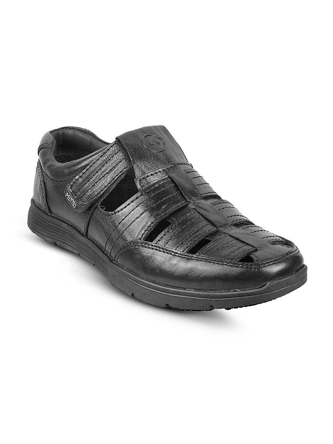 

Metro Men Leather Fisherman Sandals, Black