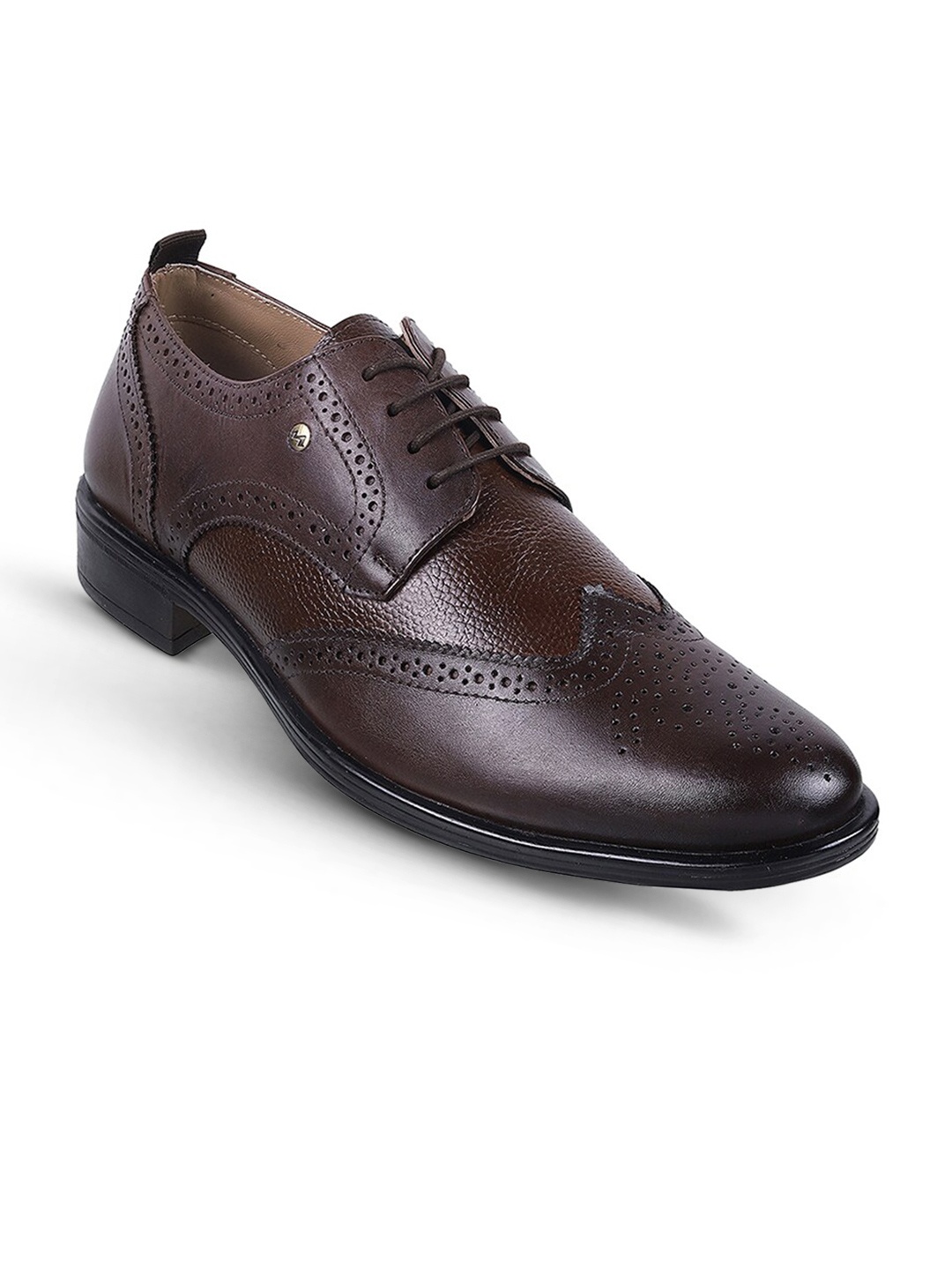 

Metro Men Textured Round Toe Formal Brogues, Brown