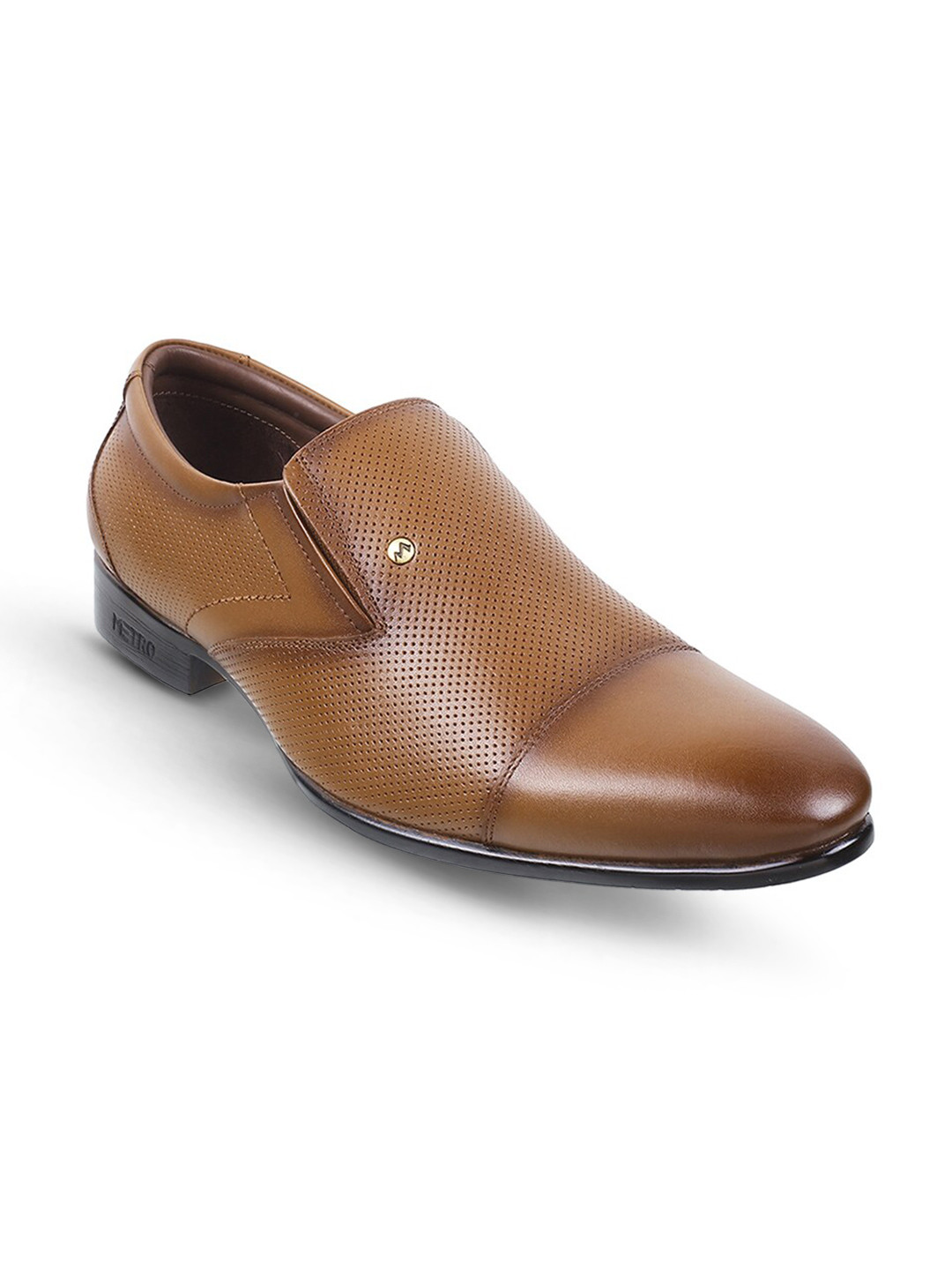 

Metro Men Round Toe Leather Formal Loafers, Tan