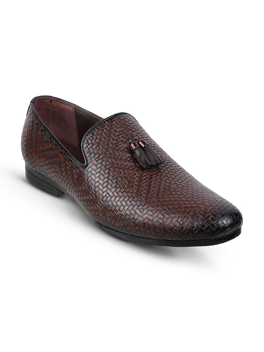 

Metro Men Textured Leather Formal Loafers, Brown
