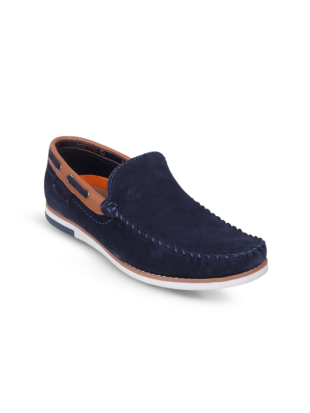 

Metro Men Round Toe Leather Boat Shoes, Blue