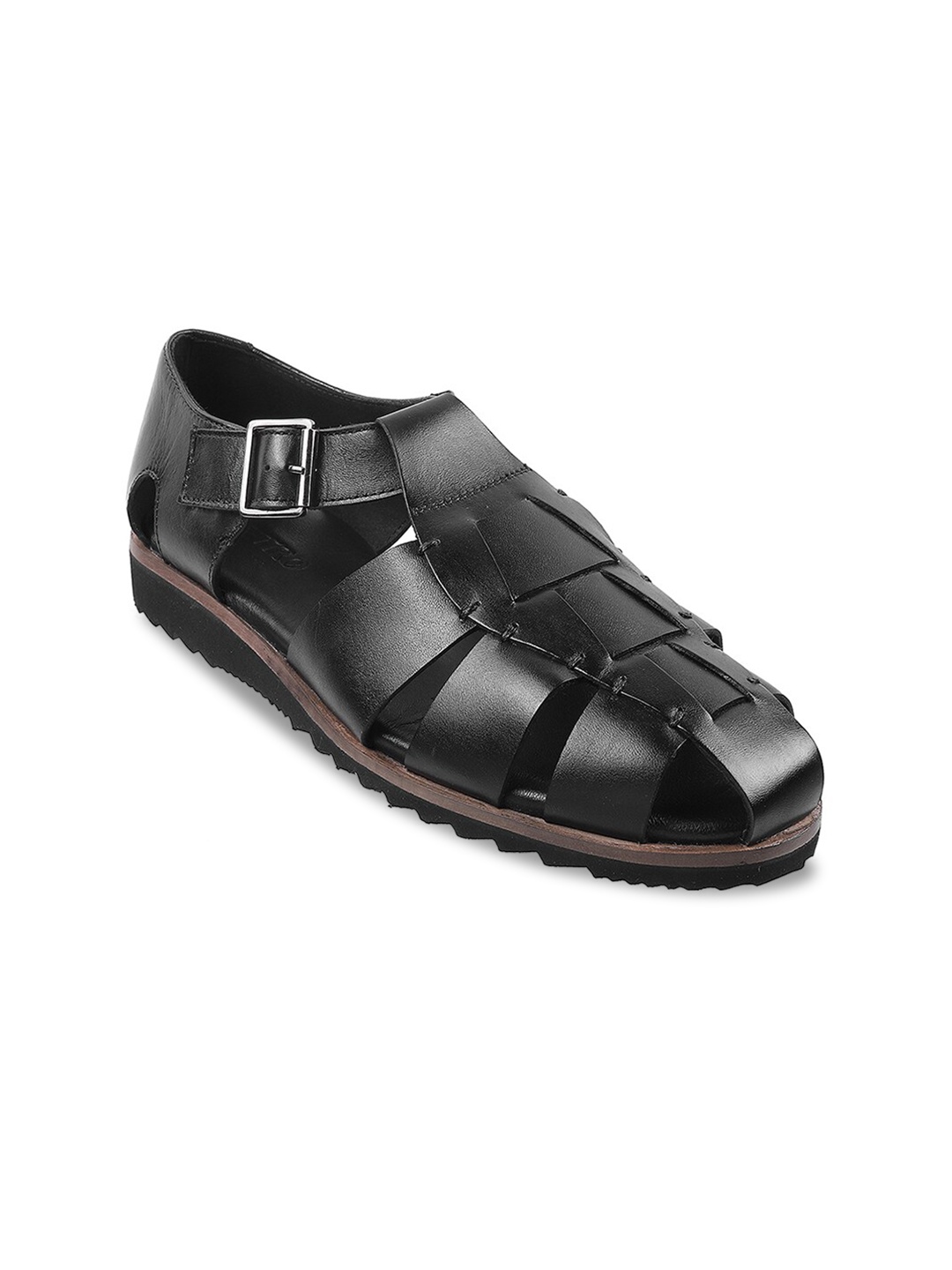 

Metro Men Leather Fisherman Sandals, Black
