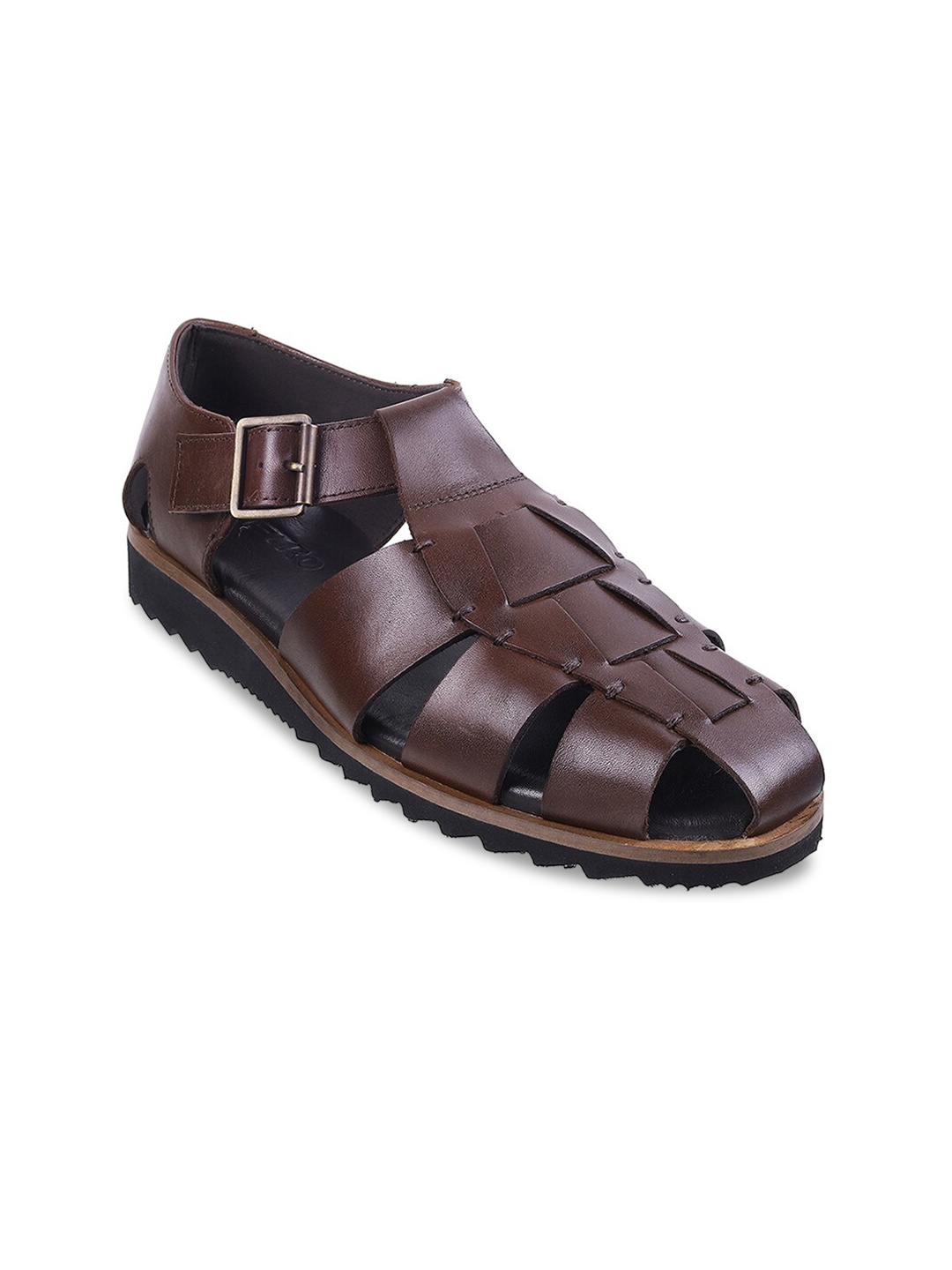 

Metro Men Leather Fisherman Sandals With Buckle, Brown