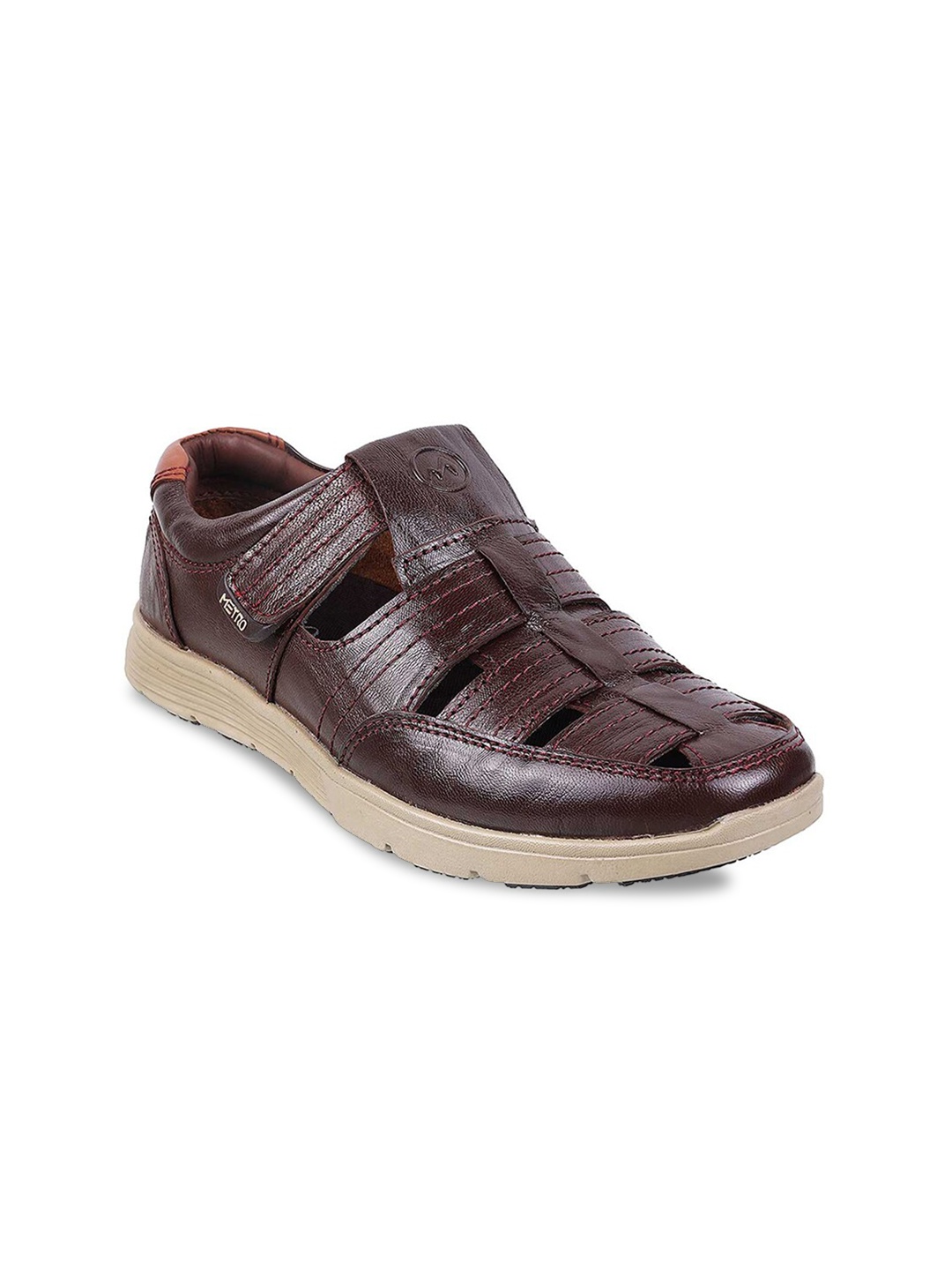 

Metro Men Textured Leather Fisherman Sandals, Brown