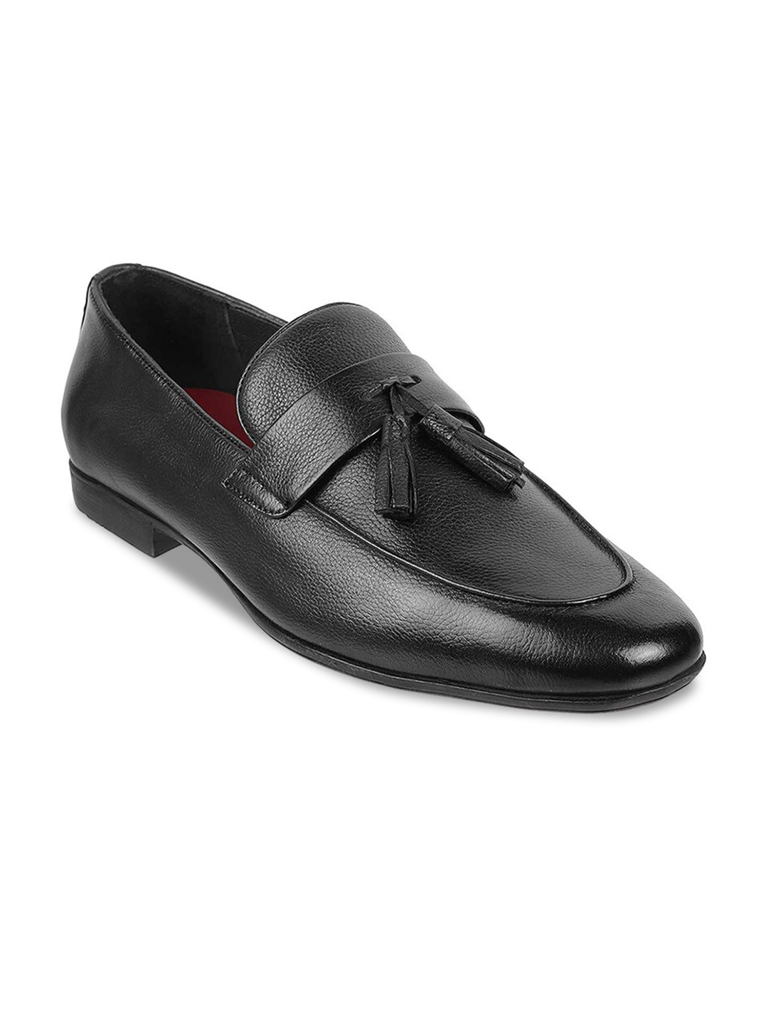 

Metro Men Textured Tassels Detail Leather Formal Loafers, Black