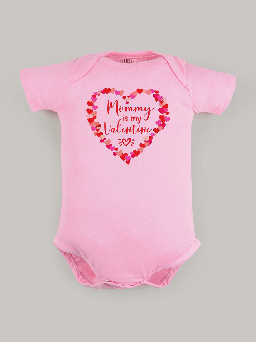 

FFLIRTYGO Infants Printed Pure Cotton Valentine's Day Special Bodysuit, Pink