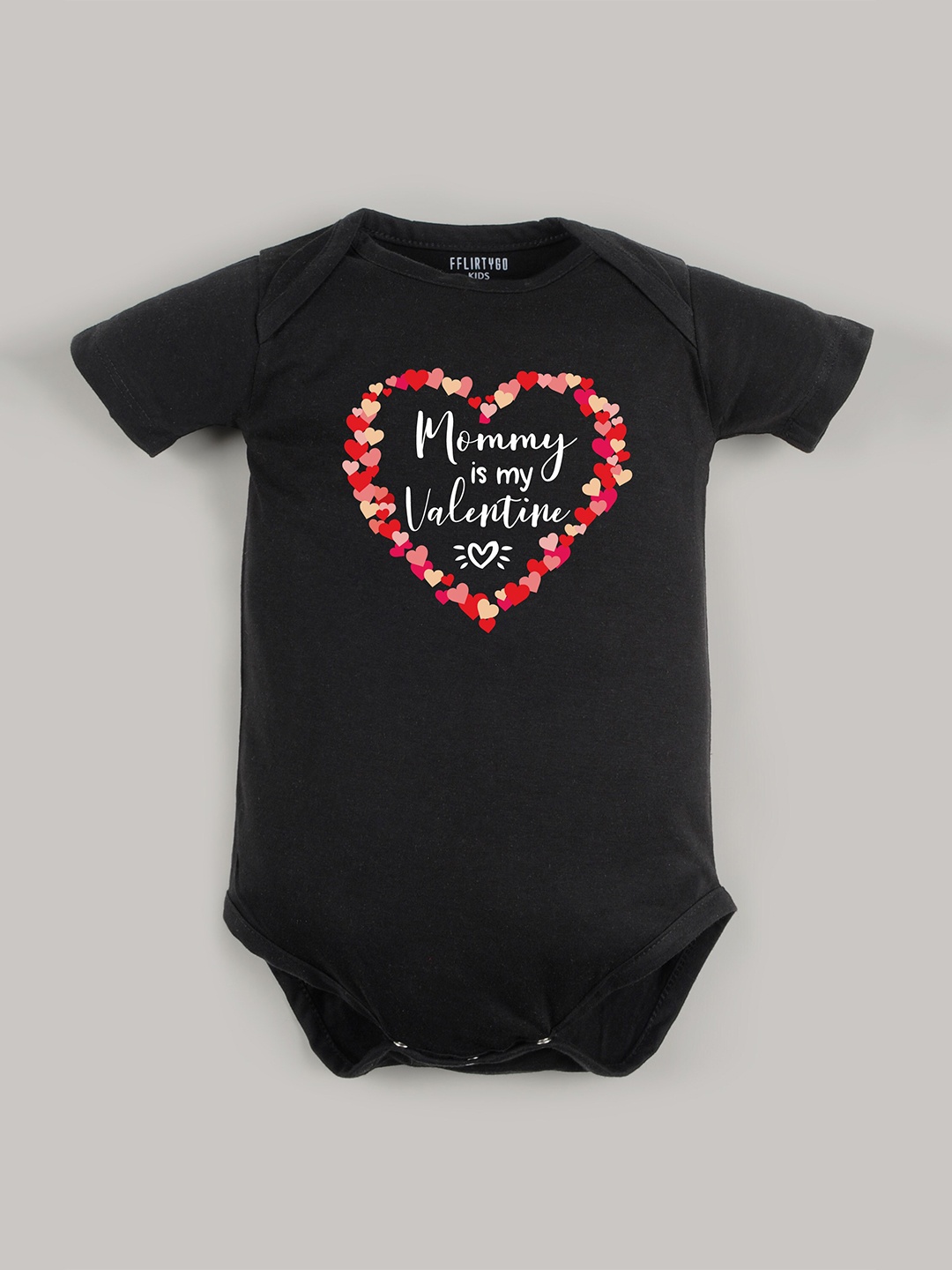 

FFLIRTYGO Infants Printed Pure Cotton Bodysuit, Black