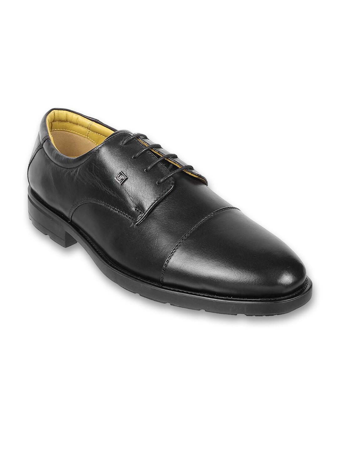 

J.FONTINI Men Round Toe Leather Formal Derbys, Black