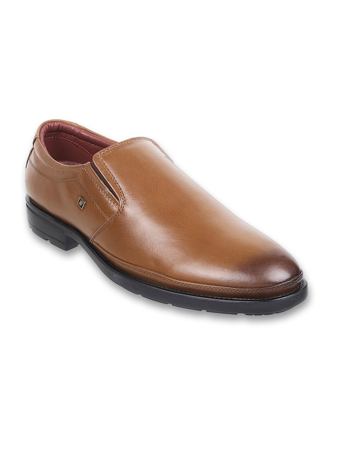 

J.FONTINI Men Pointed Toe Leather Formal Slip-Ons, Tan