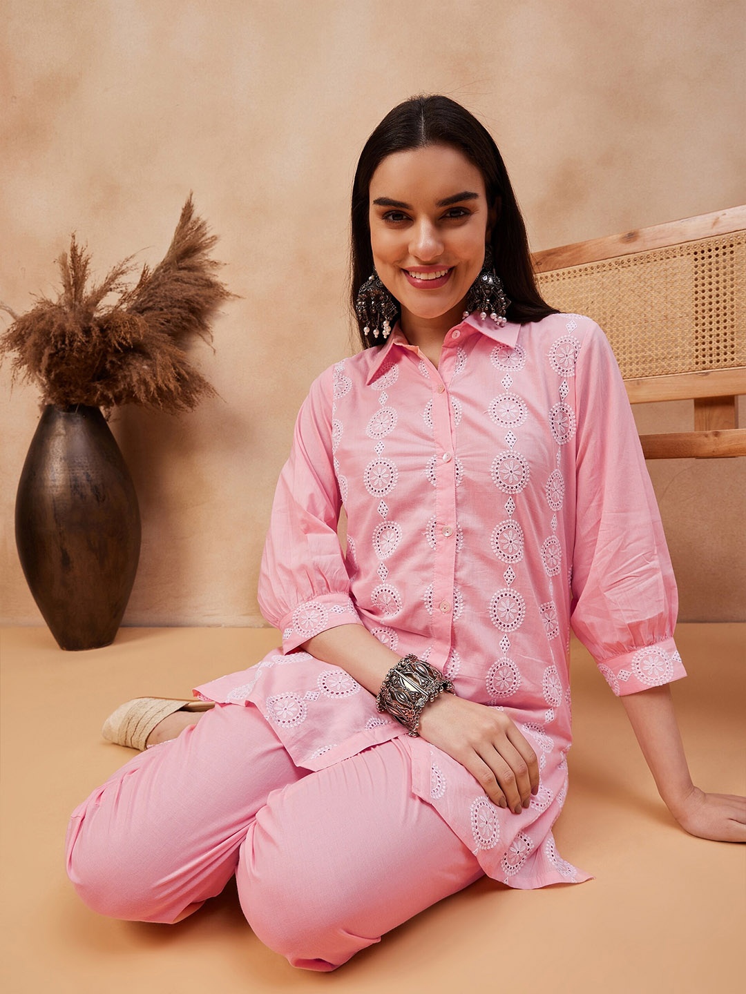 

Anouk Embroidered Pure Cotton Top & Trouser, Pink