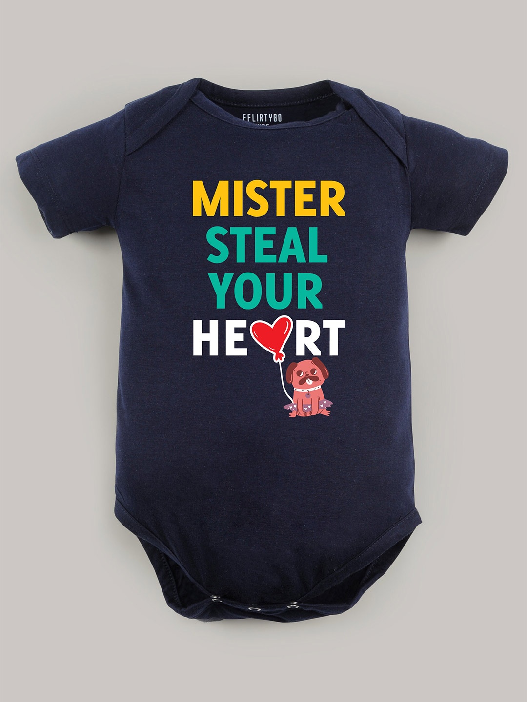 

FFLIRTYGO Infants Printed Pure Cotton Bodysuit, Navy blue