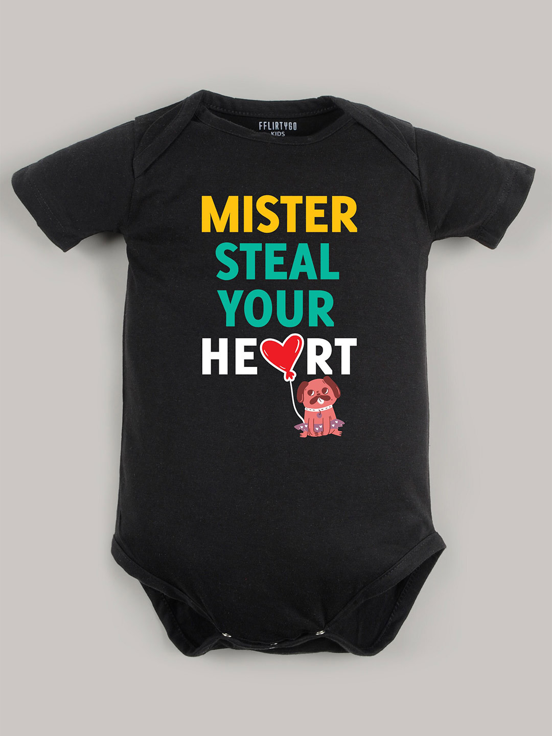 

FFLIRTYGO Infants Typography Printed Pure Cotton Bodysuit, Black