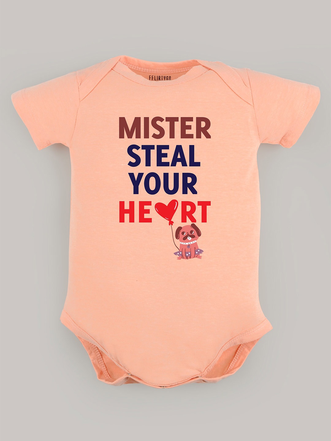 

FFLIRTYGO Infants Printed Pure Cotton Bodysuit, Peach