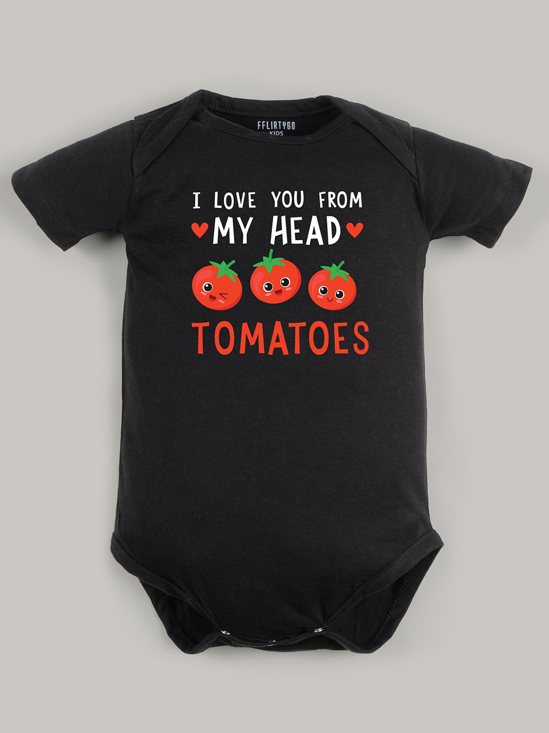 

FFLIRTYGO Infants Printed Pure Cotton Bodysuit, Black