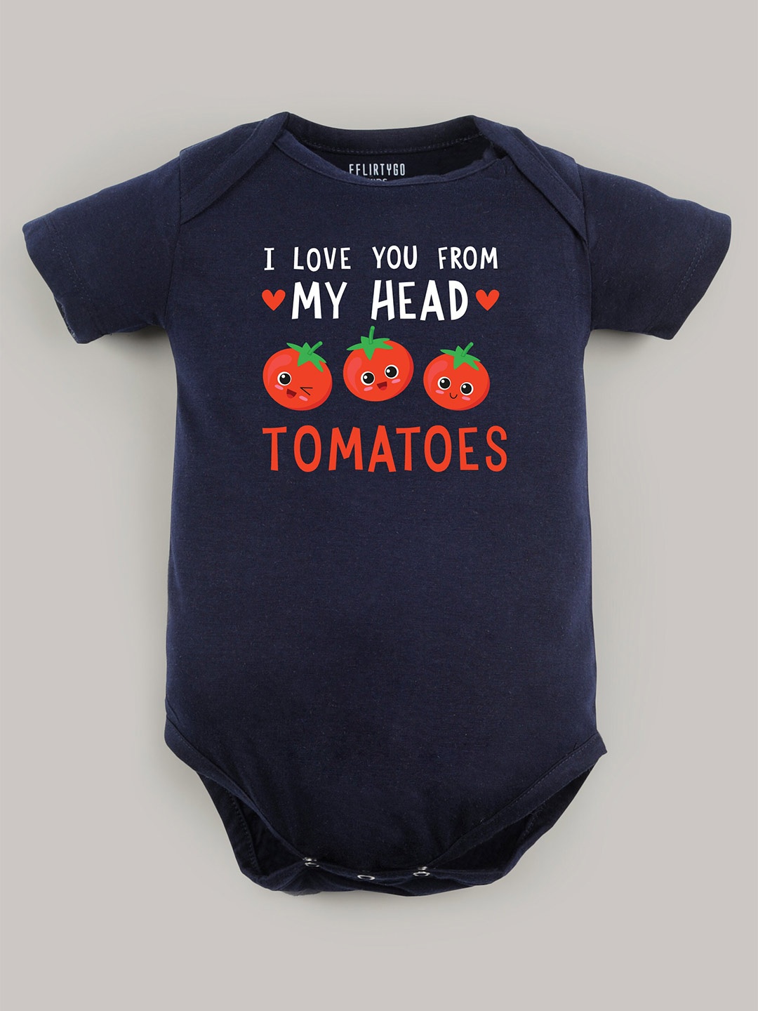 

FFLIRTYGO Infants Typography Printed Envelop Neck Pure Cotton Bodysuit, Navy blue