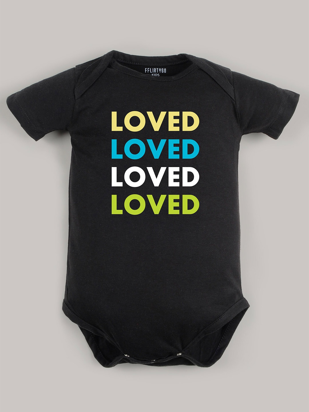 

FFLIRTYGO Infants Printed Pure Cotton Bodysuit, Black