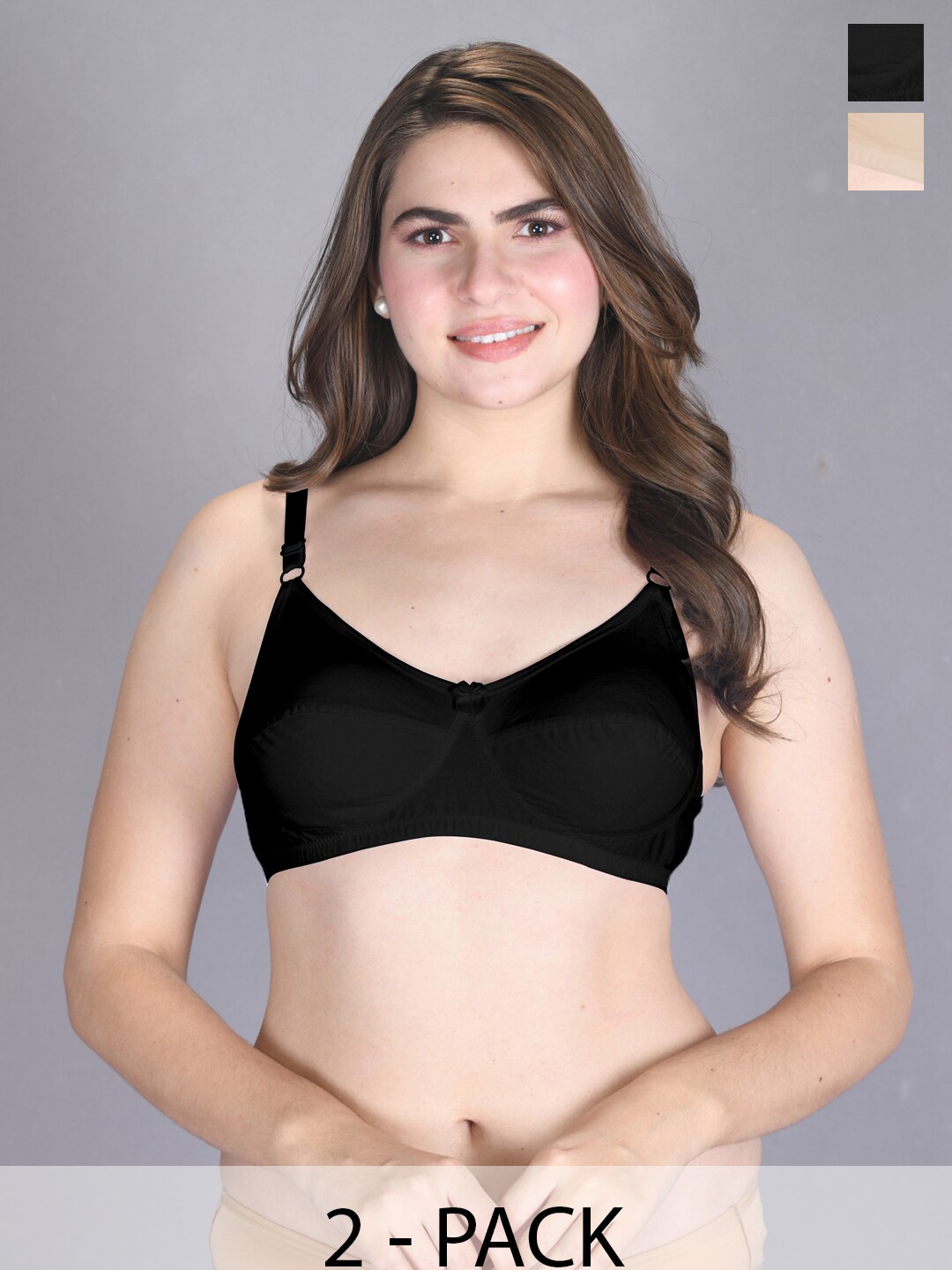 

LUX VENUS Pack Of 2 Full Coverage Pure Cotton Bra All Day Comfort, Tan