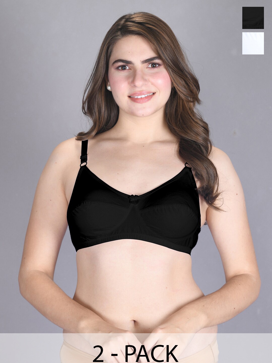 

LUX VENUS Pack Of 2 Full Coverage Pure Cotton Bra All Day Comfort, Black